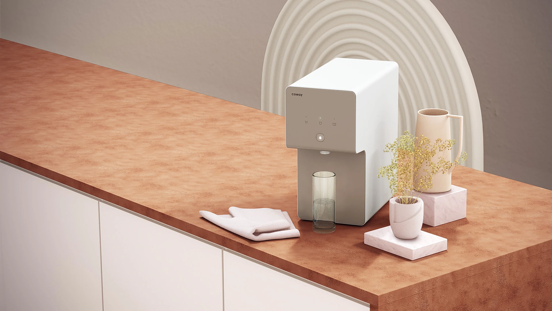 Cinnamon water purifier on a kitchen counter