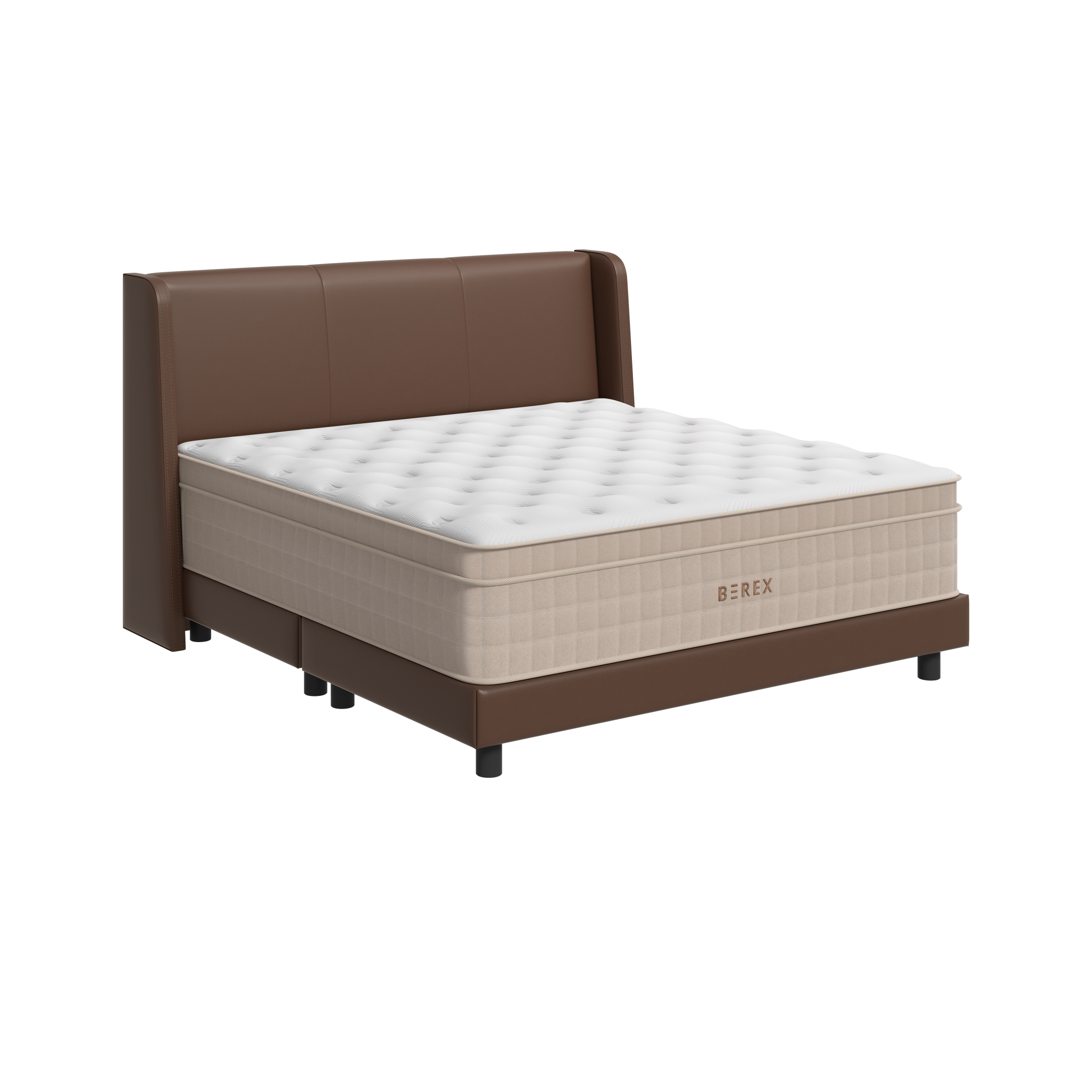 Coway BEREX Elite mattress with Brown leather bedframe