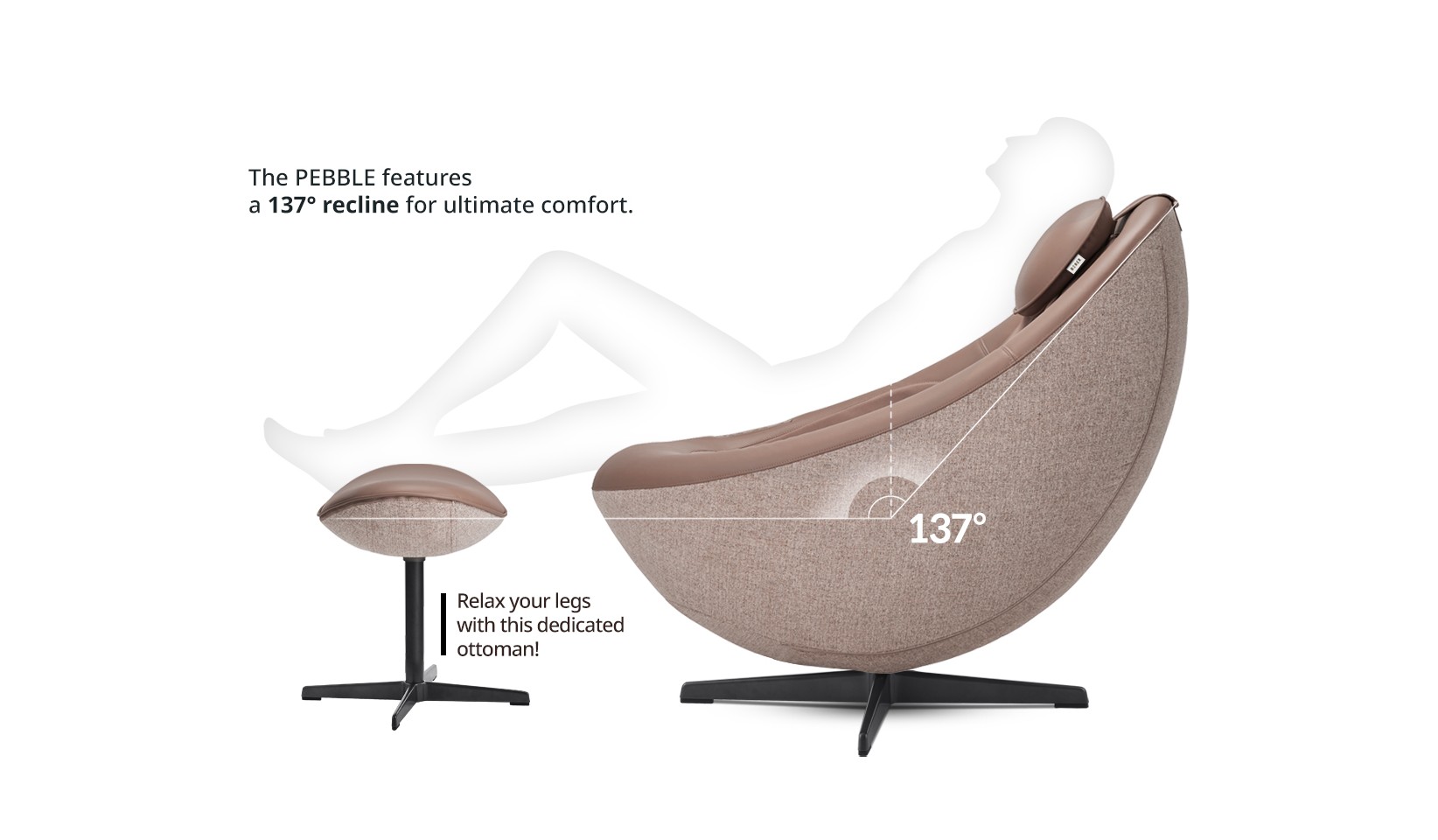 BEREX Pebble Heated Cushion & 137° Recline