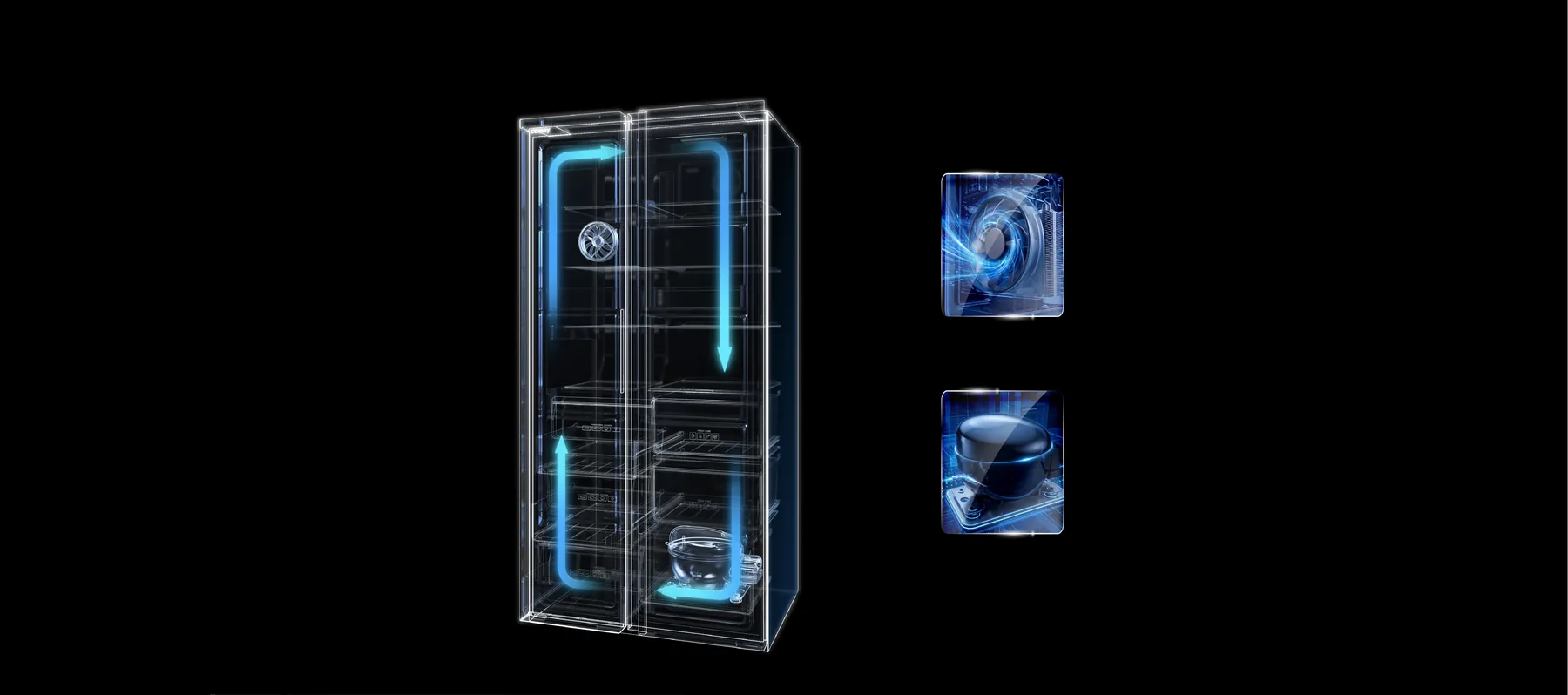 Coway Side-by-Side Refrigerator 715L — Double Inverter efficiency